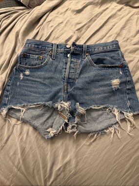 Levi's Distressed Blue Denim Jean Shorts